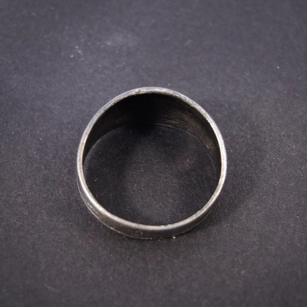 Vintage Silver Folk Floral Engraved Band Ring Dark Floral - Picture 4 of 5